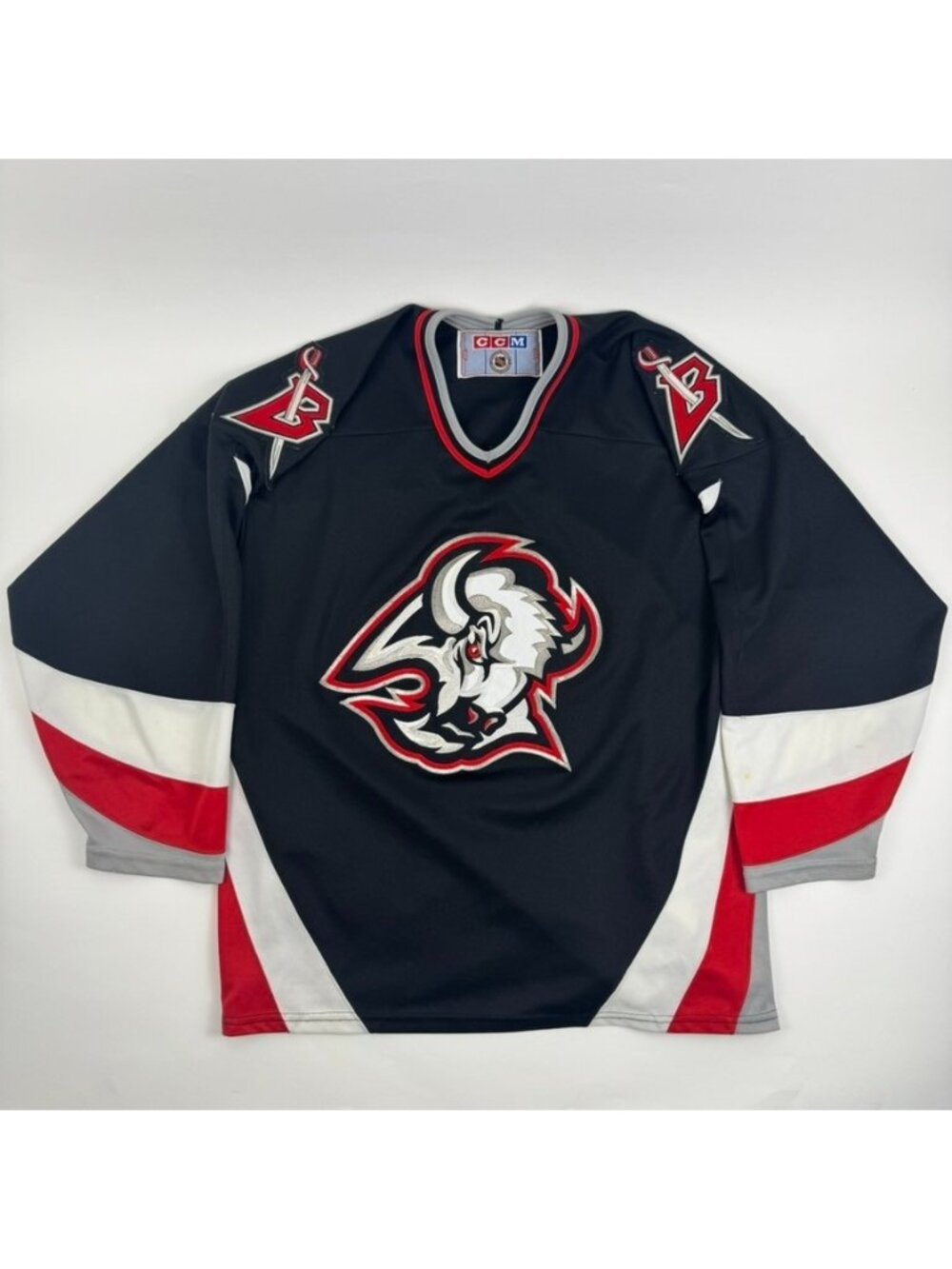 Vtg 90s CCM Buffalo Sabres GoatHead Logo Jersey Adult Men L Made In Canada Nice